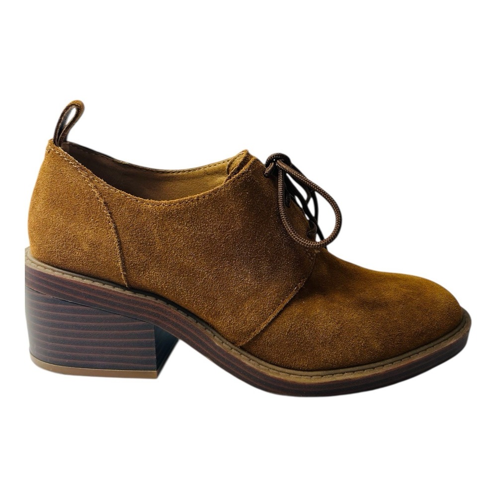 Crown Vintage Malia Oxford Cognac Brown Suede Heeled  Size 8M Shoes Y2K Shoes